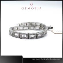 Sterling Silver Design Pave Cubic Zirconia Everyday Bracelet for Women Girls